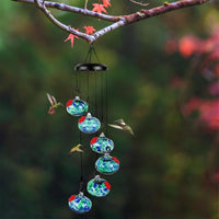 Charming Wind Chimes Hummingbird Feeder for Outdoors Garden Hanging Decor Style 1