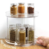 2-Tier Lazy Susan Turntable Spice Rack Cabinet Storage Tray Organizer for Kitchen Countertop