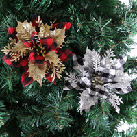 Set of 10 Pcs Christmas Tree Decorative Artificial Flower Glitter Simulate Flowers