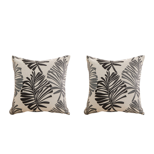 2Pcs Set Palm Leaf Design Cushion Covers Decorative Throw Pillowcase Sofa Home Decor Gray