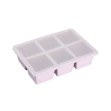 2Pcs 6-Grid Silicone Ice Cube Tray Large Square Ice Cube Mold for Whiskey Cocktails Drinks Purple