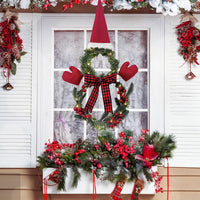 2Pcs Christmas Wreath Door Decoration LED Snowman Shape Wreath with Hat and Bow Home Christmas Decor