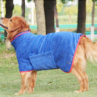 Dog Bathrobe Towel Dog Drying Coat Fast Drying Absorbent Pet Dog Bath Robe Blue