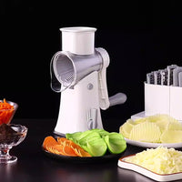 5-in-1Rotary Vegetable Chopper with Handle Hand Crank  Fruit Shredder Kitchen Gadget White