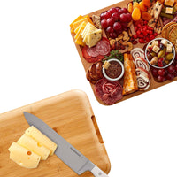 Multifunctional Bamboo Cutting Board with Built-in Compartments and Clear Locking Lid