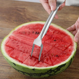 2Pcs 2-in-1 Fruit Cutter Watermelon Fork Slicer Cutter Slicer Tool