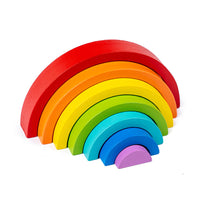 Wooden Rainbow Stacker Nesting Puzzle Blocks Jigsaw Montessori Toys Multicolor