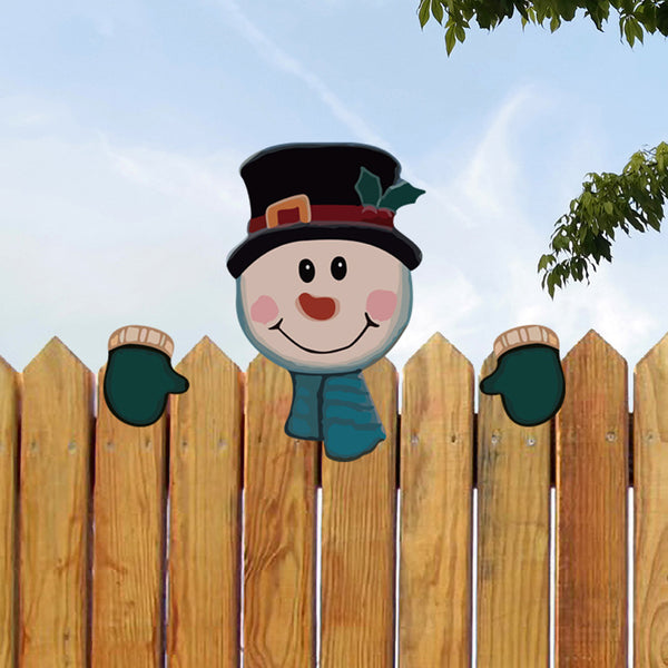 Christmas Fence Peeker Decoration Christmas Theme DIY Outdoor Garden Fence Signs for Home Yard Decoration Style 2