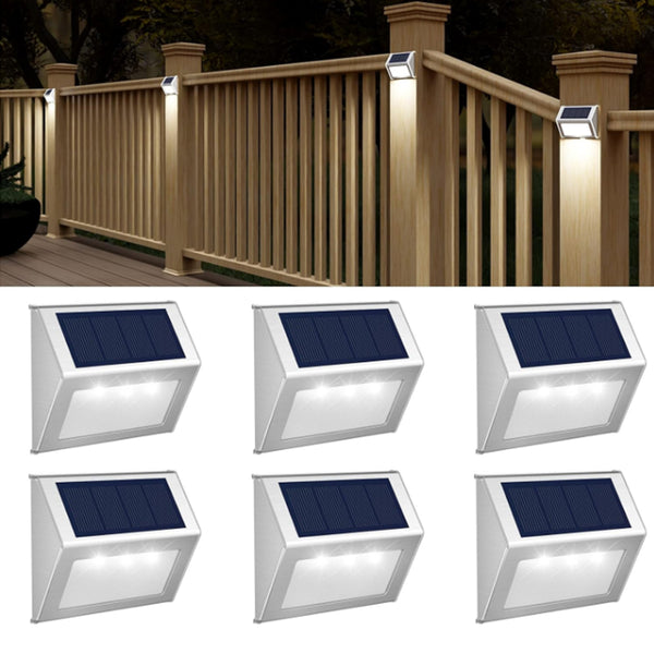 6Pcs Solar Wall Light Water Reistant Outside Lights for Garden Backyard Patio Step White Light