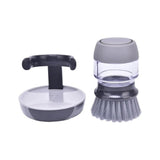 Multi-purpose Scrubbing Dish Brush with Soap Dispenser Cleaning Brush Kitchen Cleaning Tool Gray