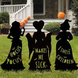 3Pcs Set Halloween Black Hocus Pocus Witches Garden Silhouette Yard Signs with Stakes