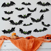 128Pcs 3D Bats with Glow in the Dark Eyes Spooky Party Home Room Wall Halloween Decorations