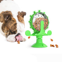 Interactive Pet Treats Dispenser Toy 360 Degrees Rotating Windmill Toy Slow Dog Cat Feeder Green