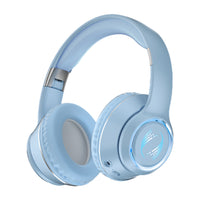 Wireless Bluetooth  Headphones Foldable Headworn Headset with RGB Lights Sky Blue