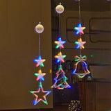 3Pcs Christmas Window Hanging Lights Battery Powered LED Sucker Lamp Indoor Decor Multi Color