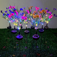 2Pcs Set Solar Flower Lights Garden LED Decorative Stake Light Outdoor Yard Patio Decor Yellow