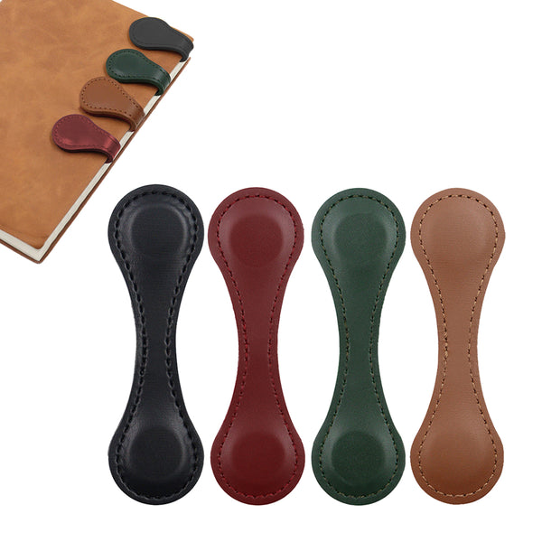 4Pcs Dual-side Magnetic Bookmark PU Leather Bookmark