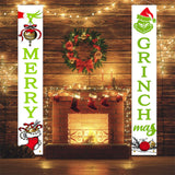 Grinch Inspiration Christmas Porch Sign Merry Christmas Door Banner Xmas Decorations Green