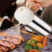 2-in-1 Olive Dispenser Oil Sprayer Stainless Steel Oil Bottle for BBQ Kitchen Cooking Baking White