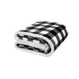 125×145cm Reversible Plush Blanket Soft Throw Blanket for Sofa Couch Bed Black