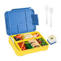 6 Divided Compartments Bento Box Lunch Food Containers Kids Leakproof Lunchbox Microwave Safe Blue