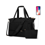 2Pcs Travel Duffel Bag and Toiletry Bag Set Sports Gym Bag with Shoes Compartment Weekender Overnight Bag Black