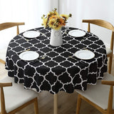 152cm Plaid Print Waterproof Round Tablecloth Oil Proof Spill-Proof Table Cloth Black