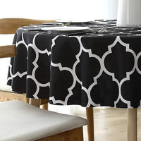 100cm Plaid Print Waterproof Round Tablecloth Oil Proof Spill-Proof Table Cloth Black