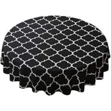 152cm Plaid Print Waterproof Round Tablecloth Oil Proof Spill-Proof Table Cloth Black