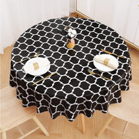 100cm Plaid Print Waterproof Round Tablecloth Oil Proof Spill-Proof Table Cloth Black