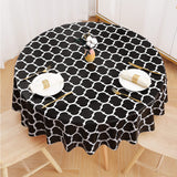 120cm Plaid Print Waterproof Round Tablecloth Oil Proof Spill-Proof Table Cloth Black