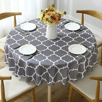 152cm Plaid Print Waterproof Round Tablecloth Oil Proof Spill-Proof Table Cloth Grey