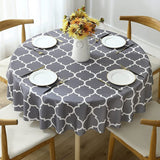 120cm Plaid Print Waterproof Round Tablecloth Oil Proof Spill-Proof Table Cloth Grey