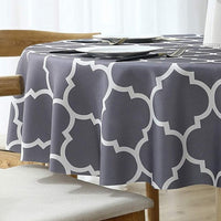 100cm Plaid Print Waterproof Round Tablecloth Oil Proof Spill-Proof Table Cloth Grey