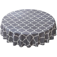 100cm Plaid Print Waterproof Round Tablecloth Oil Proof Spill-Proof Table Cloth Grey