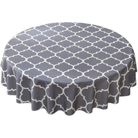 120cm Plaid Print Waterproof Round Tablecloth Oil Proof Spill-Proof Table Cloth Grey