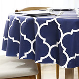 120cm Plaid Print Waterproof Round Tablecloth Oil Proof Spill-Proof Table Cloth Navy