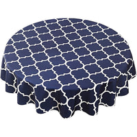 152cm Plaid Print Waterproof Round Tablecloth Oil Proof Spill-Proof Table Cloth Navy