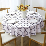 100cm Plaid Print Waterproof Round Tablecloth Oil Proof Spill-Proof Table Cloth White