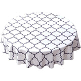 152cm Plaid Print Waterproof Round Tablecloth Oil Proof Spill-Proof Table Cloth White