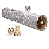 Pet Cat Tunnel Toy with Plush Ball Collapsible Self-Luminous Photoluminescence Toy for Small Animals Pets Style 2