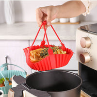 Air Fryer Silicone Tray Air Fryer Liner with Removable Handles Red