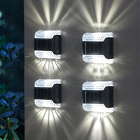 4 Pcs LED Solar Wall Lights Solar Porch Light for Garden Fence Pathway White Light