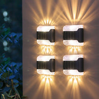 4 Pcs LED Solar Wall Lights Solar Porch Light for Garden Fence Pathway Warm Light