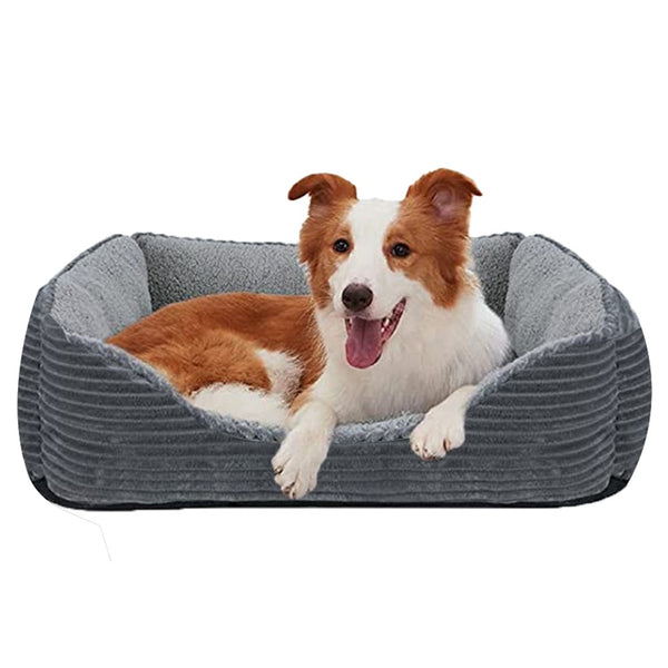 Rectangle Plush Pet Bed Dog Sofa Cozy Puppy Cat Bed Grey