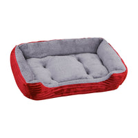 Rectangle Plush Pet Bed Dog Sofa Cozy Puppy Cat Bed Red