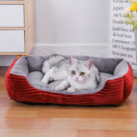 Rectangle Plush Pet Bed Dog Sofa Cozy Puppy Cat Bed Red