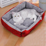 Rectangle Plush Pet Bed Dog Sofa Cozy Puppy Cat Bed Red