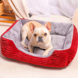 Rectangle Plush Pet Bed Dog Sofa Cozy Puppy Cat Bed Red