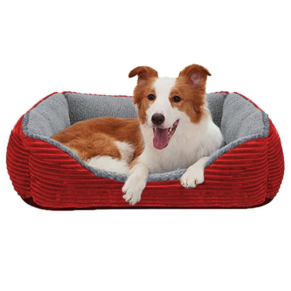 Rectangle Plush Pet Bed Dog Sofa Cozy Puppy Cat Bed Red